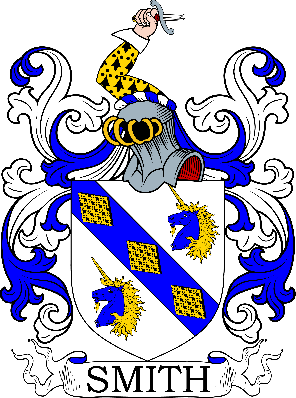 A blue and white shield with a unicorn and a blue and yellow shield

Description automatically generated