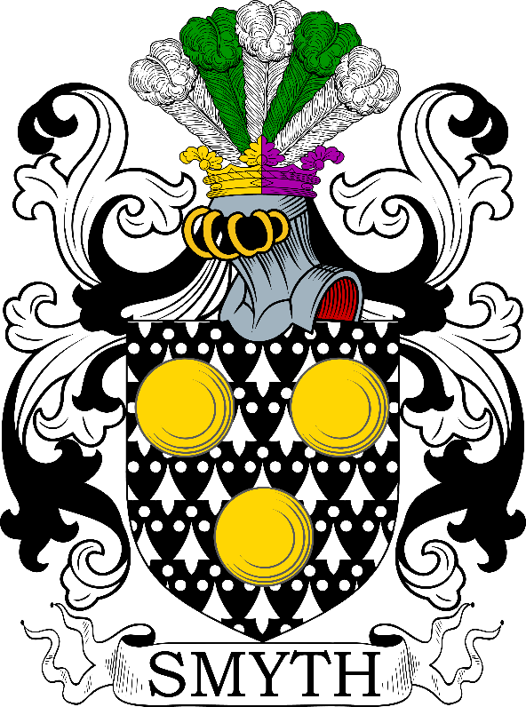 A colorful coat of arms with feathers and gold circles

Description automatically generated