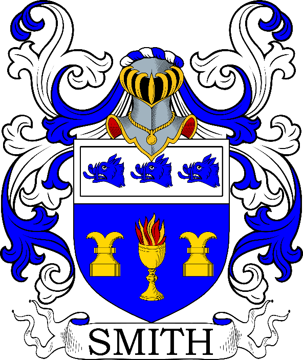 A blue and white crest with gold and silver objects

Description automatically generated