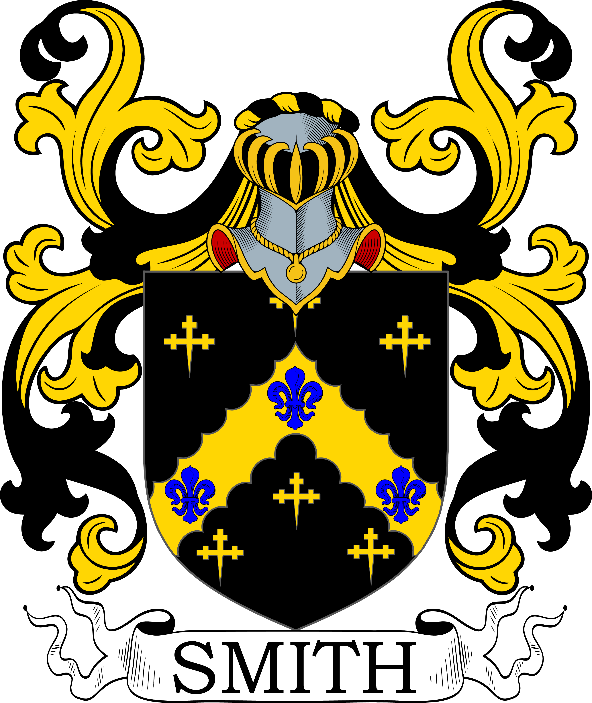 A black and yellow shield with a helmet and gold fleur de lis

Description automatically generated