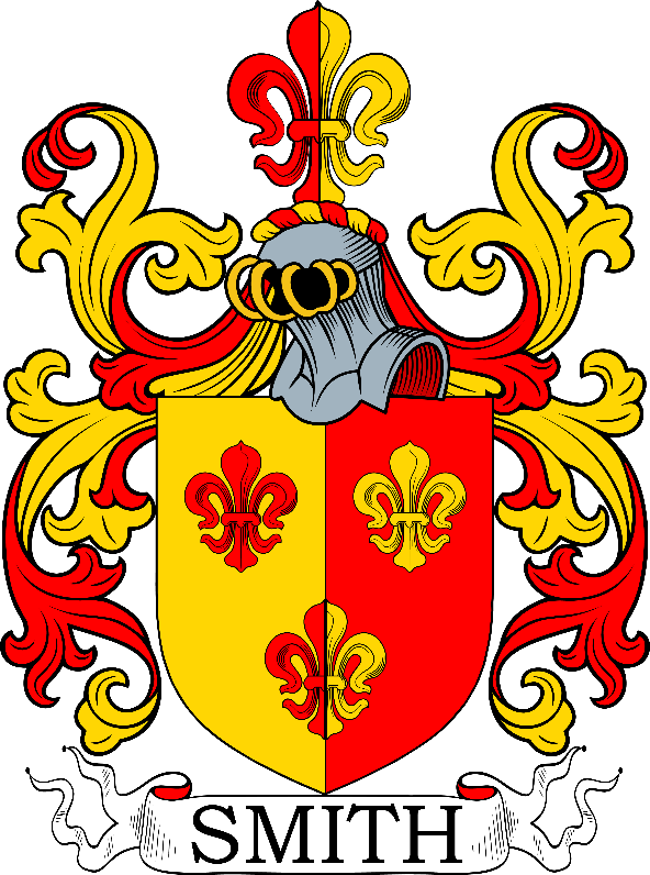 A red and yellow shield with gold fleur-de-lis

Description automatically generated