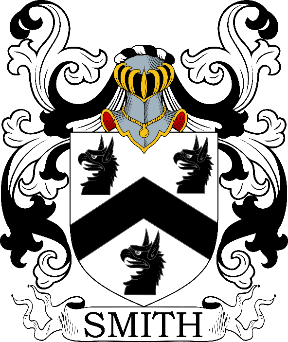 A black and white coat of arms with a helmet and a black and white design

Description automatically generated