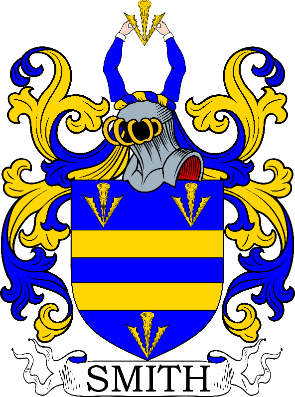 A blue and yellow crest with gold swirls

Description automatically generated